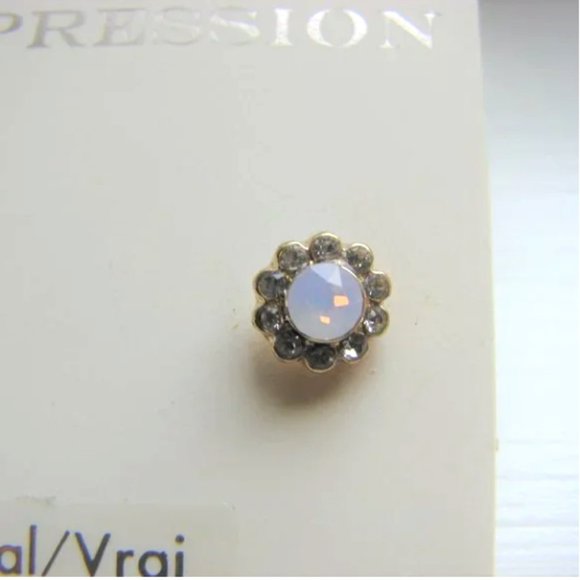 Real Crystal Opal Earrings Pink Purple Faux Diamond Stud Sparkle NEW NWT - Picture 6 of 7
